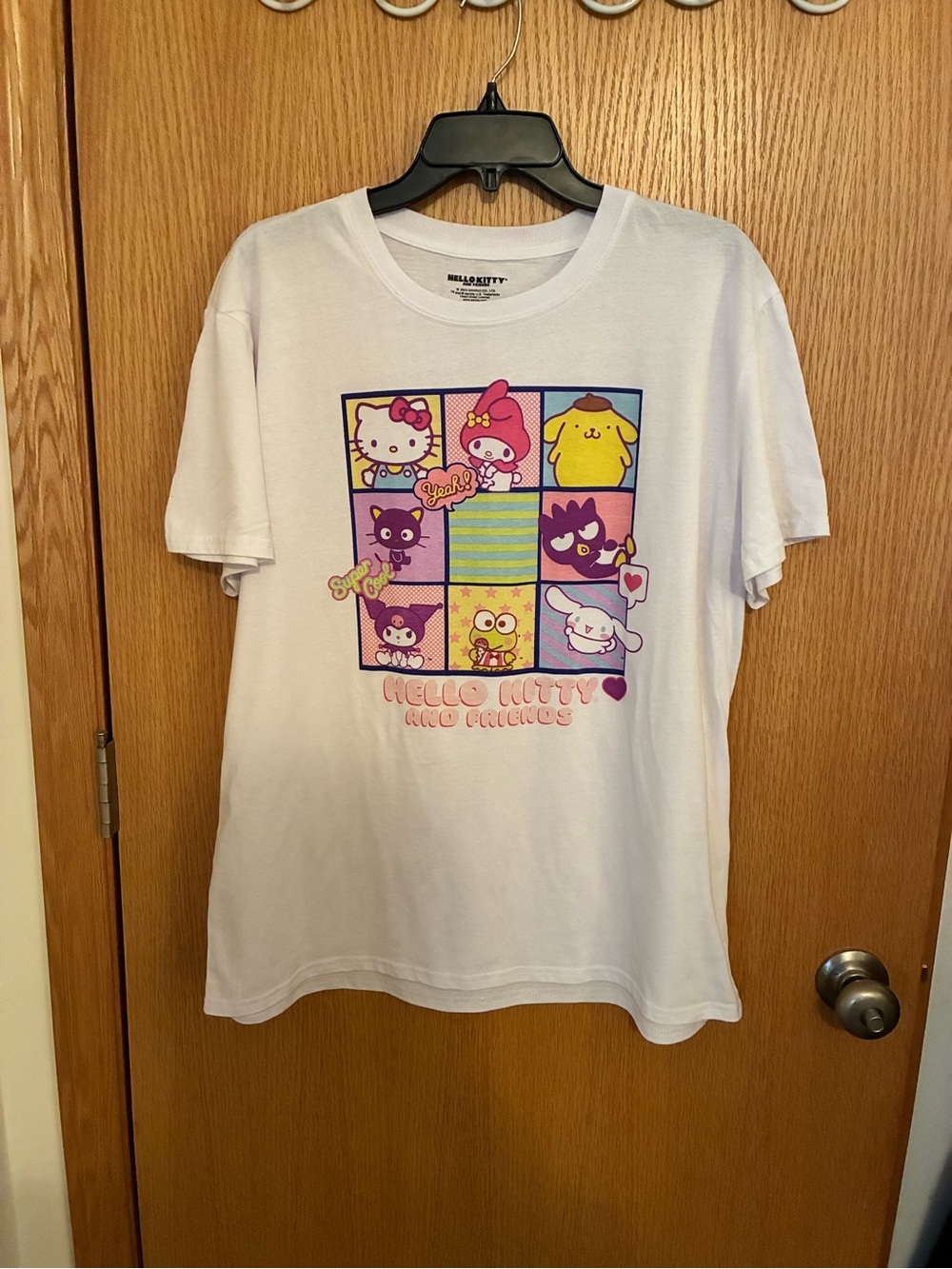 Hello Kitty White Short Sleeve Tee with Colorful Character Grid